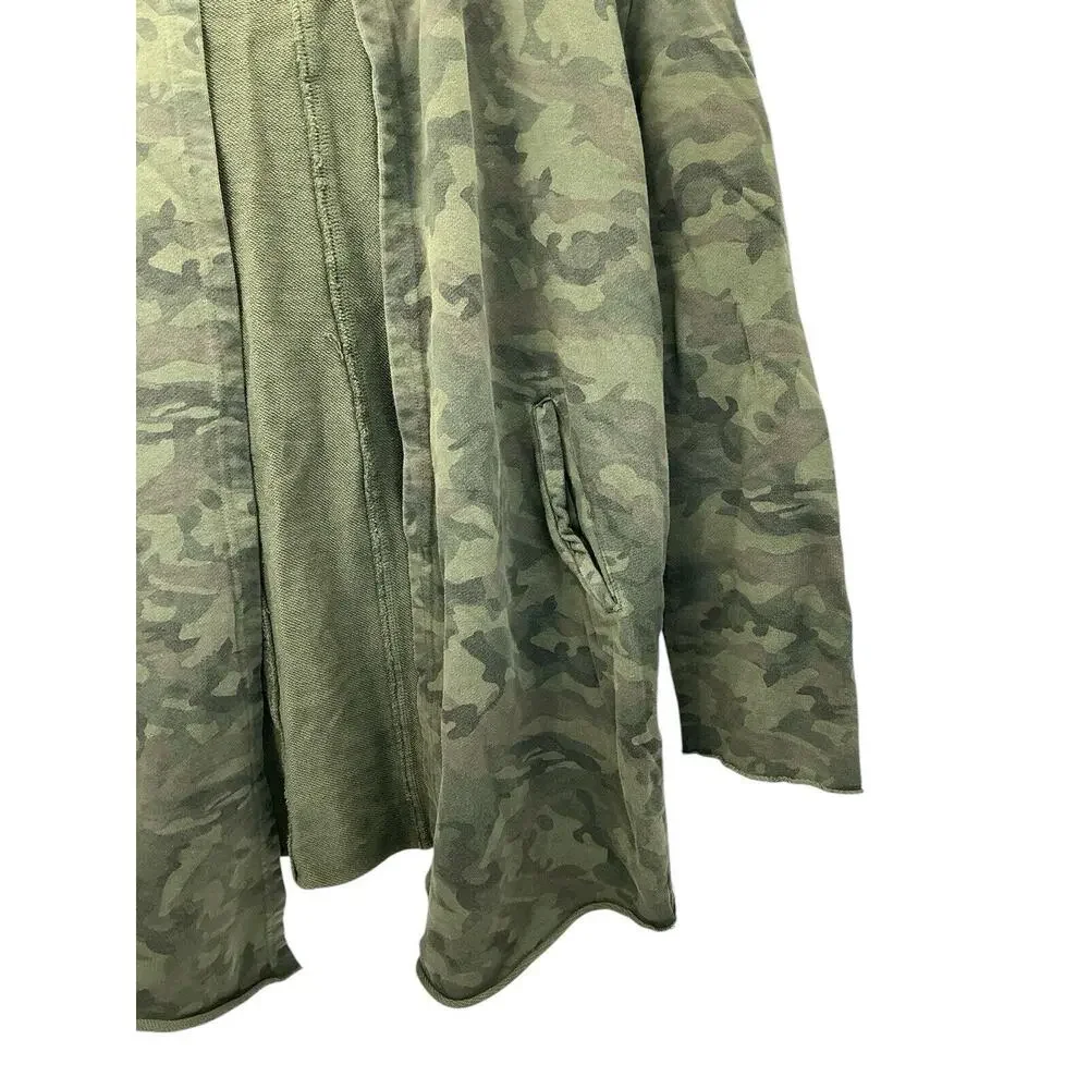 Zara Open Cardigan Hoodie Camouflage Women’s Size Medium - Picture 2 of 11